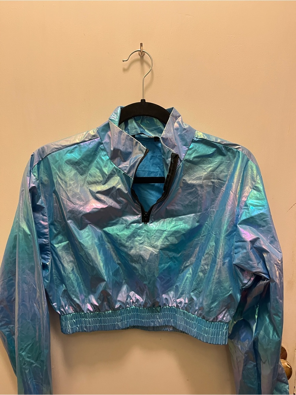 SHEIN Iridescent Blue Windbreaker Jacket